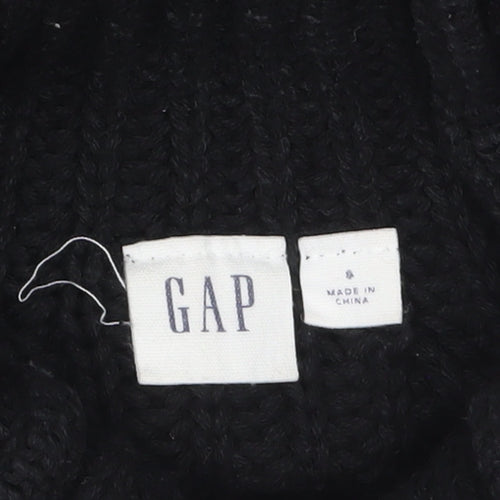 GAP Women's Black Roll Neck Chunky-Knit Cotton Jumper Size S