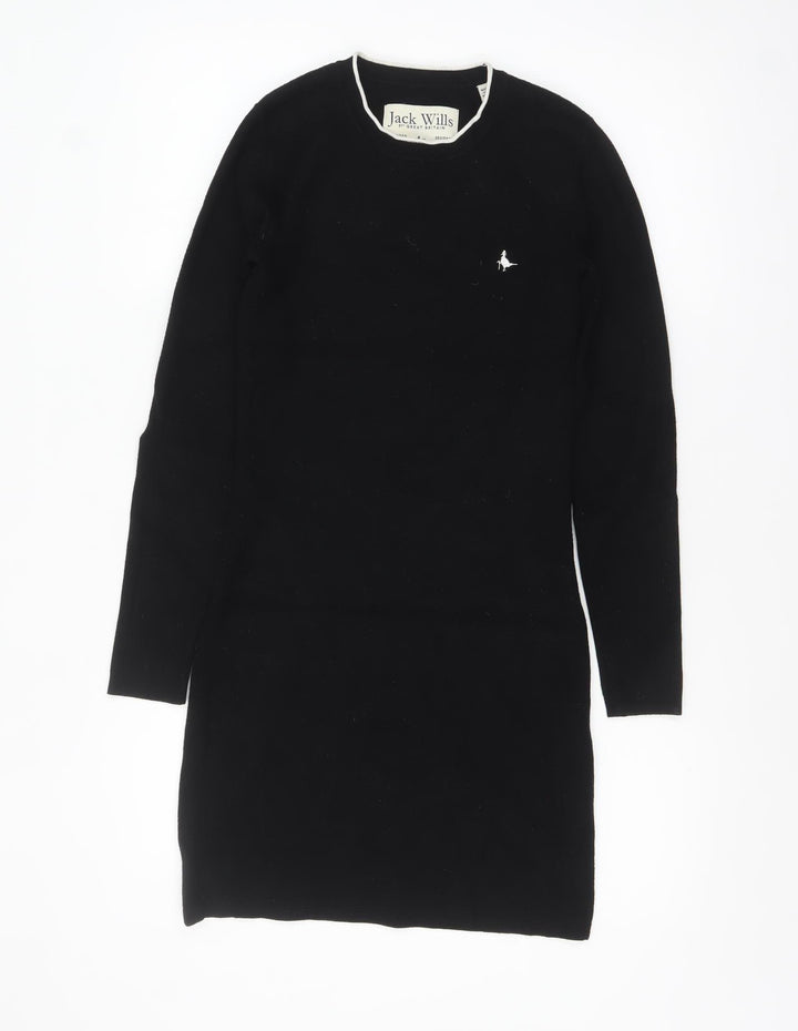 Jack Wills Women Black Size 8 Jumper Dress Long Sleeve Knitwear