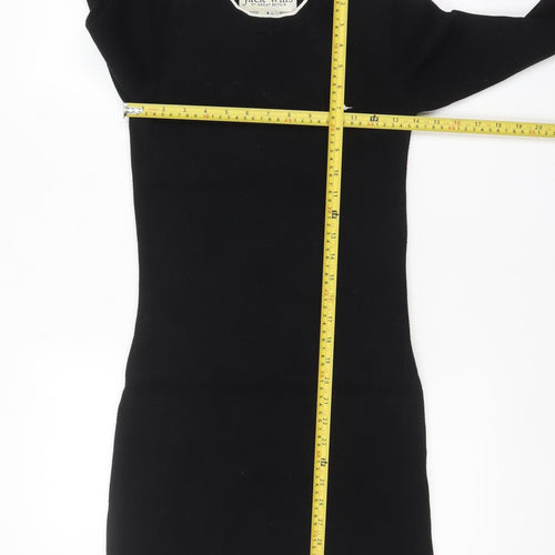 Jack Wills Women Black Size 8 Jumper Dress Long Sleeve Knitwear