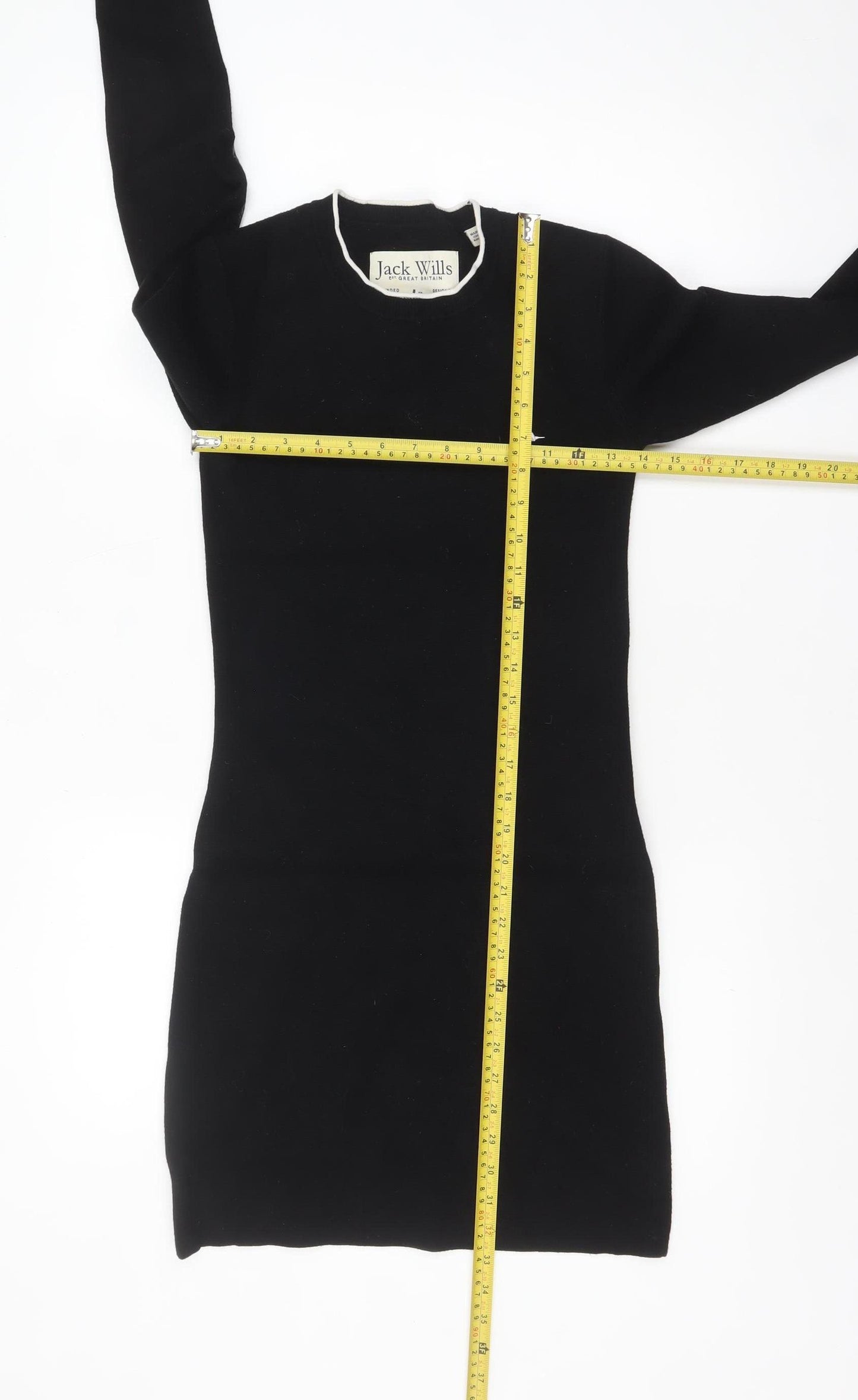 Jack Wills Women Black Size 8 Jumper Dress Long Sleeve Knitwear