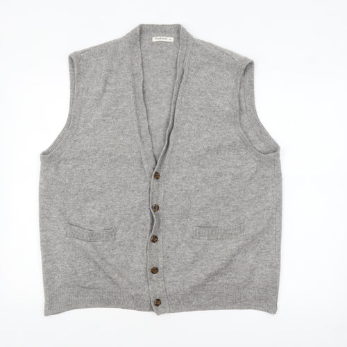 WoolOvers Men's Grey Wool Button Vest Jumper XL Classic Knit