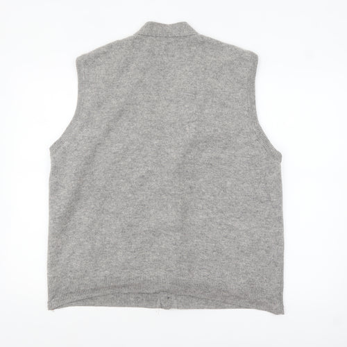 WoolOvers Men's Grey Wool Button Vest Jumper XL Classic Knit