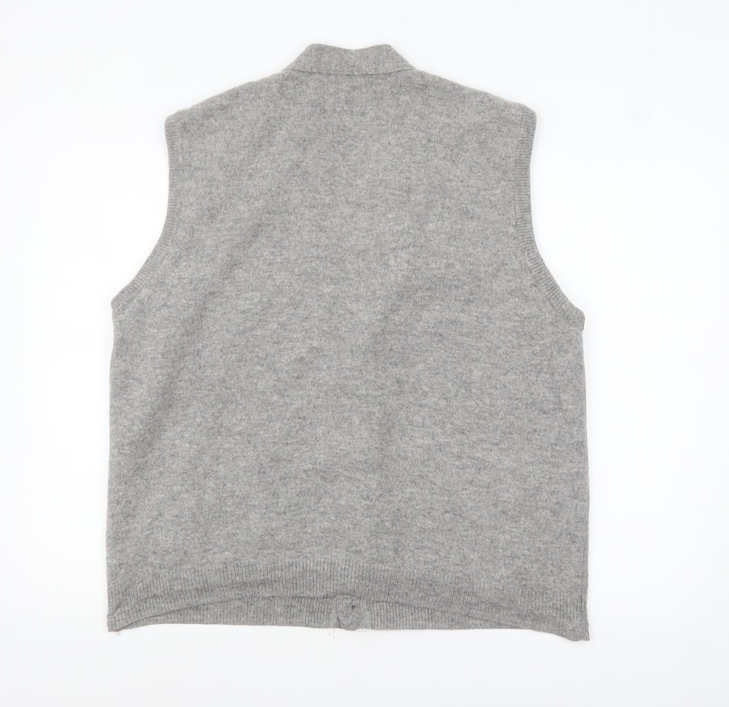 WoolOvers Men's Grey Wool Button Vest Jumper XL Classic Knit