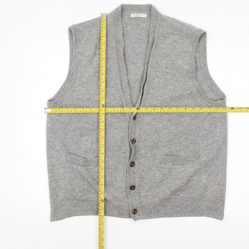 WoolOvers Men's Grey Wool Button Vest Jumper XL Classic Knit