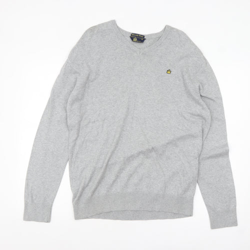 Admiral Men's Grey V-Neck Cotton Pullover Jumper M Classic Knit