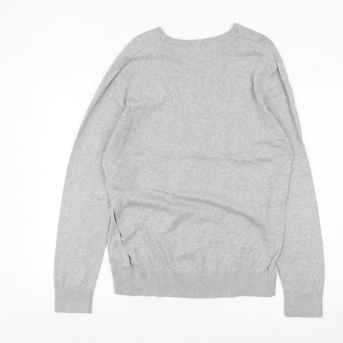 Admiral Men's Grey V-Neck Cotton Pullover Jumper M Classic Knit