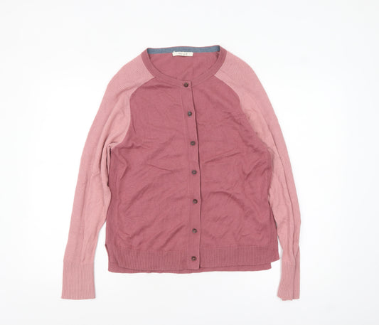 White Stuff Women's Pink Crew Neck Button Cardigan Size 10