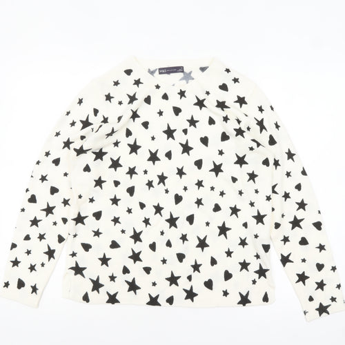 Marks and Spencer Women White Star Heart Knit Jumper Size 14