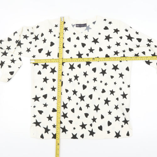 Marks and Spencer Women White Star Heart Knit Jumper Size 14