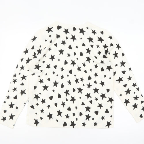 Marks and Spencer Women White Star Heart Knit Jumper Size 14