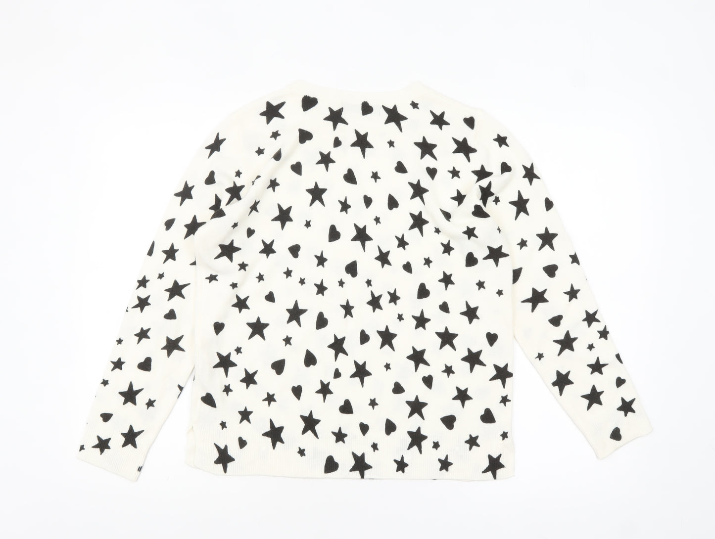 Marks and Spencer Women White Star Heart Knit Jumper Size 14