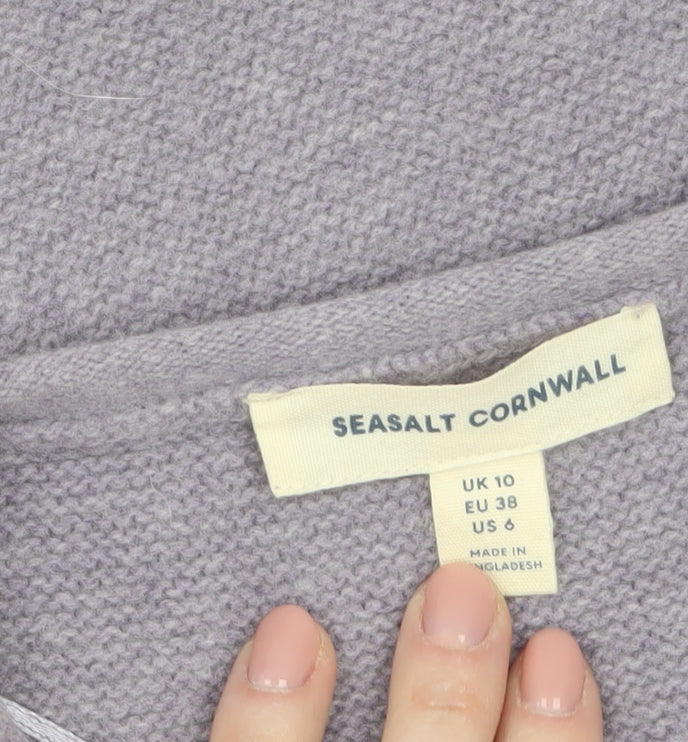 Seasalt Cornwall Womens Purple Merino Wool Jumper Size 10