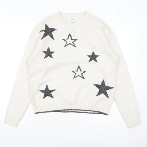 Marks and Spencer Womens Ivory Star Knit Pullover Jumper Size S