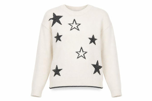Front view of Marks & Spencer women’s ivory star knit jumper, size S
