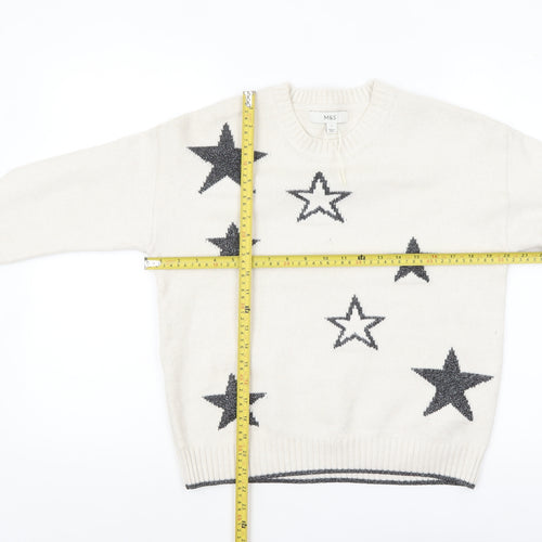 Marks and Spencer Womens Ivory Star Knit Pullover Jumper Size S