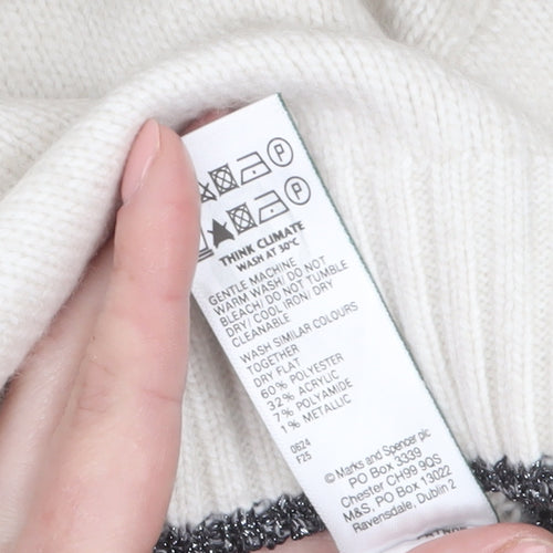 Marks and Spencer Womens Ivory Star Knit Pullover Jumper Size S