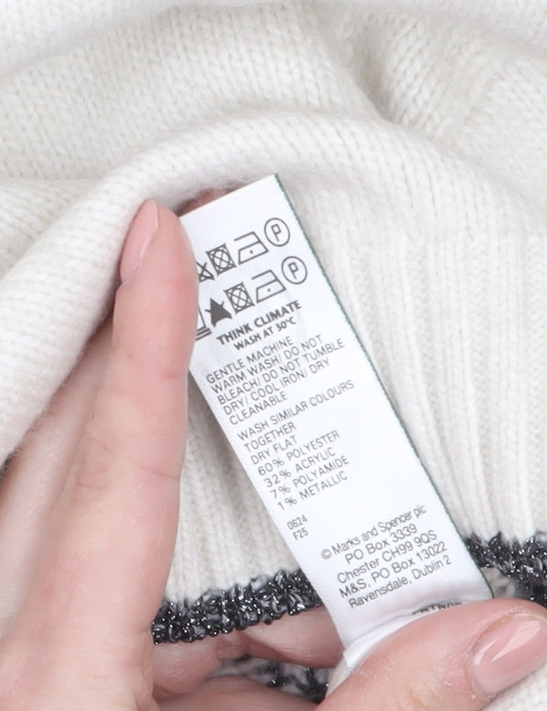 Marks and Spencer Womens Ivory Star Knit Pullover Jumper Size S
