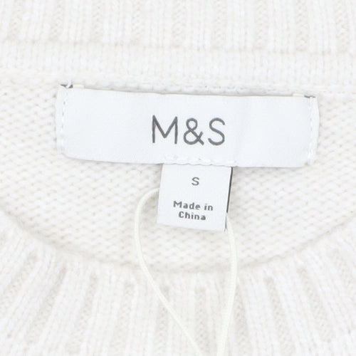 Marks and Spencer Womens Ivory Star Knit Pullover Jumper Size S