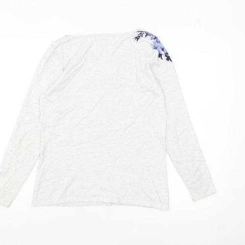 M&Co Women Grey Floral Long Sleeve Pullover Jumper Size 10