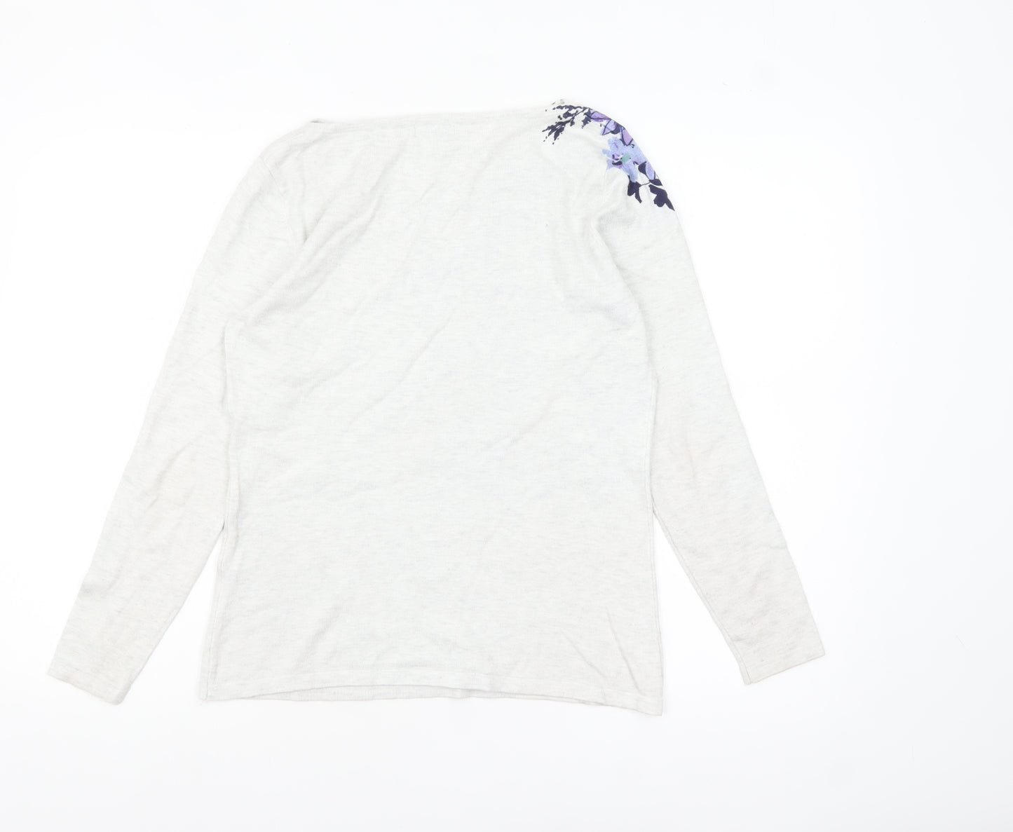 M&Co Women Grey Floral Long Sleeve Pullover Jumper Size 10
