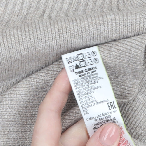 Marks and Spencer Women Beige Mock Neck Long Sleeve Jumper Size S