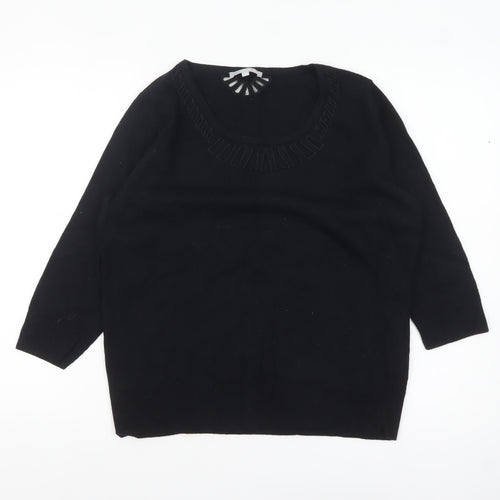 Marks and Spencer Per Una Women's Black Size 18 Scoop Neck 3/4 Sleeve Jumper