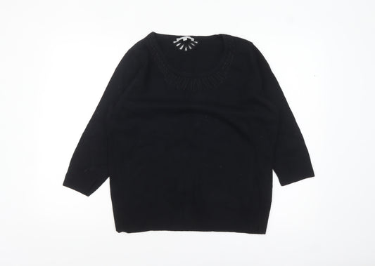 Marks and Spencer Per Una Women's Black Size 18 Scoop Neck 3/4 Sleeve Jumper