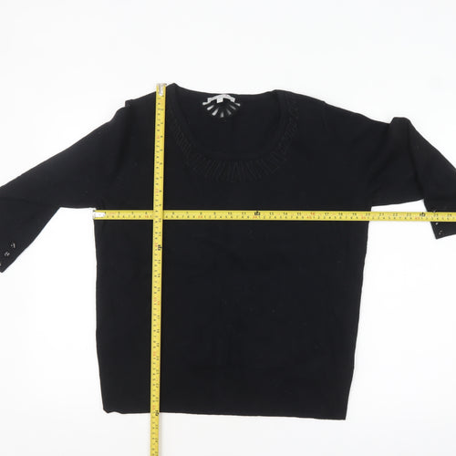 Marks and Spencer Per Una Women's Black Size 18 Scoop Neck 3/4 Sleeve Jumper