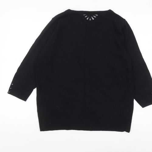 Marks and Spencer Per Una Women's Black Size 18 Scoop Neck 3/4 Sleeve Jumper