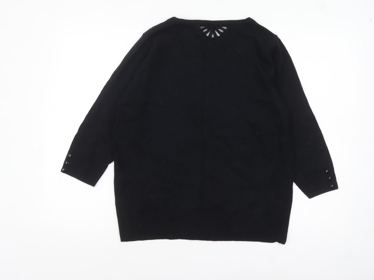 Marks and Spencer Per Una Women's Black Size 18 Scoop Neck 3/4 Sleeve Jumper