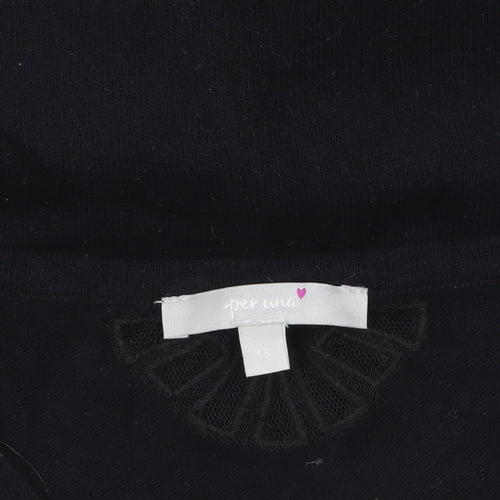 Marks and Spencer Per Una Women's Black Size 18 Scoop Neck 3/4 Sleeve Jumper