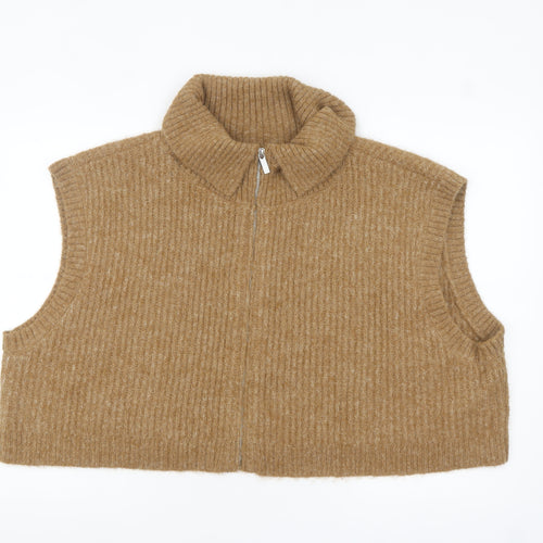 Native Youth Women’s Beige 6XL Chunky Knit Sleeveless Zip Vest