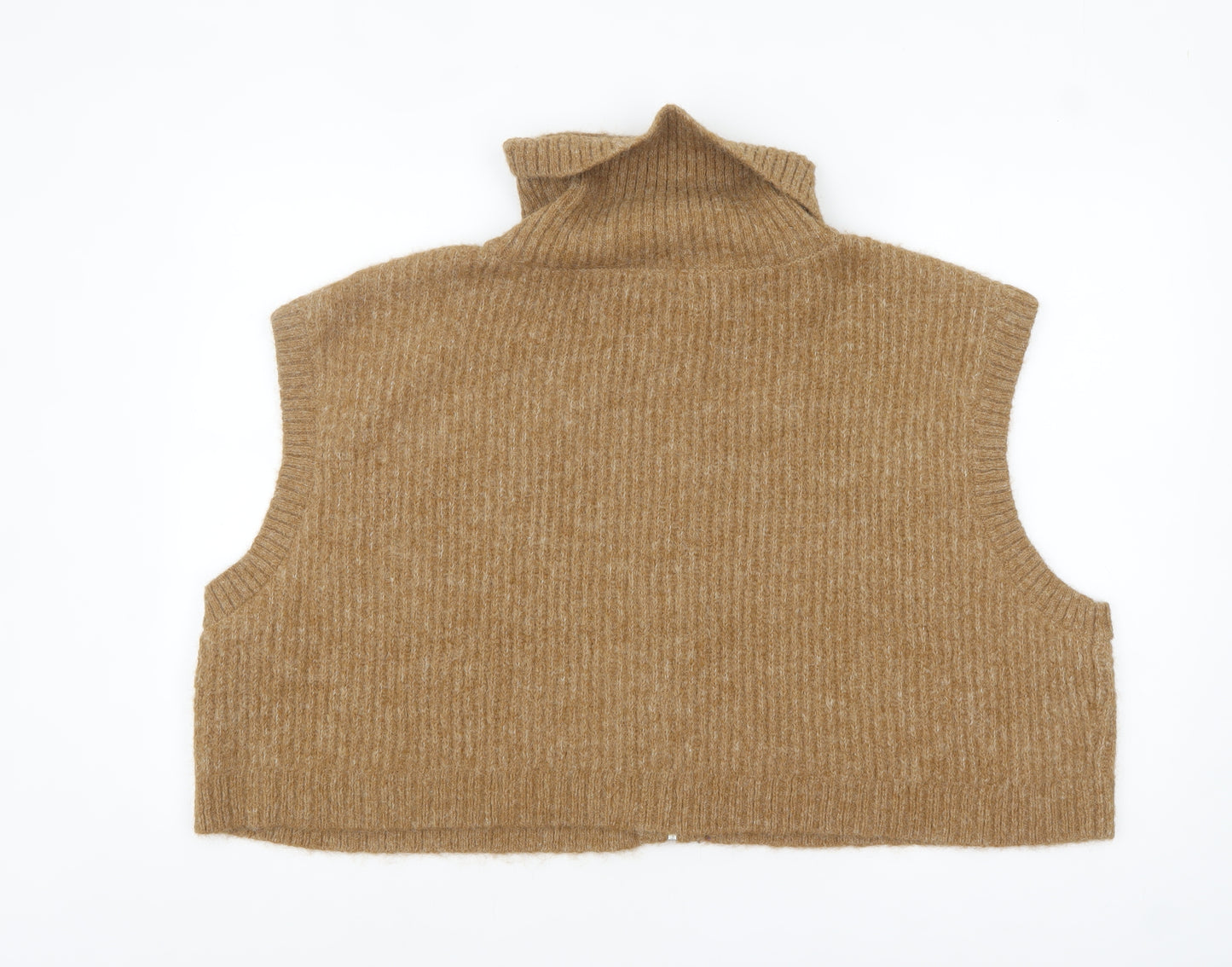 Native Youth Women’s Beige 6XL Chunky Knit Sleeveless Zip Vest