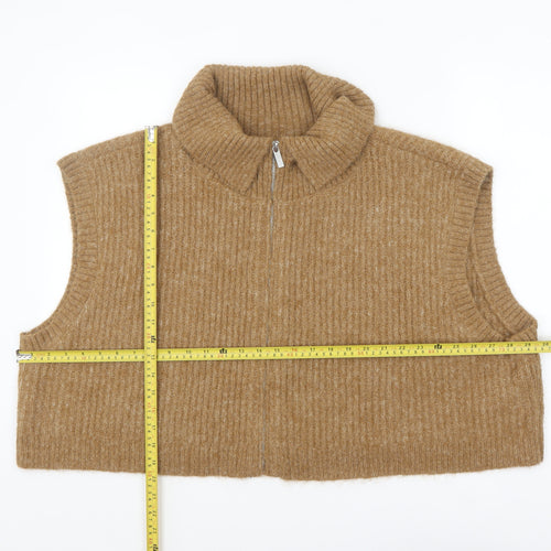 Native Youth Women’s Beige 6XL Chunky Knit Sleeveless Zip Vest