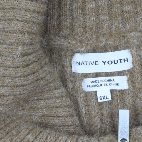 Native Youth Women’s Beige 6XL Chunky Knit Sleeveless Zip Vest