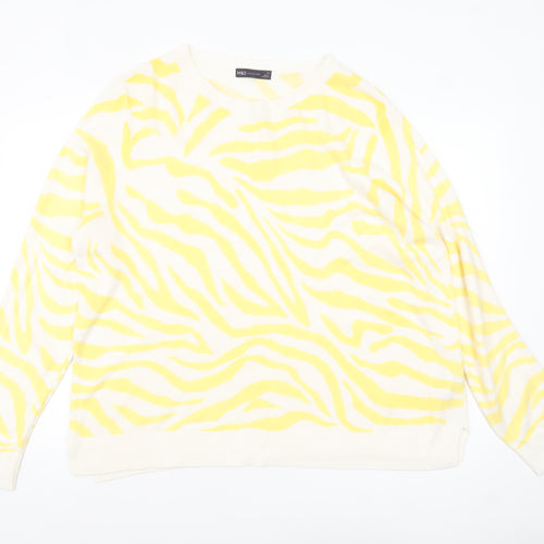 Marks and Spencer Women Yellow Animal Print Acrylic Jumper Size 24