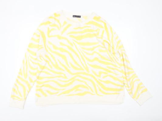 Marks and Spencer Women Yellow Animal Print Acrylic Jumper Size 24
