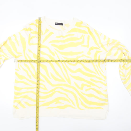 Marks and Spencer Women Yellow Animal Print Acrylic Jumper Size 24