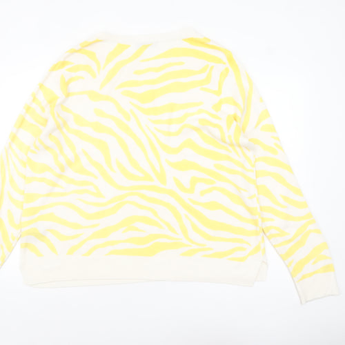 Marks and Spencer Women Yellow Animal Print Acrylic Jumper Size 24