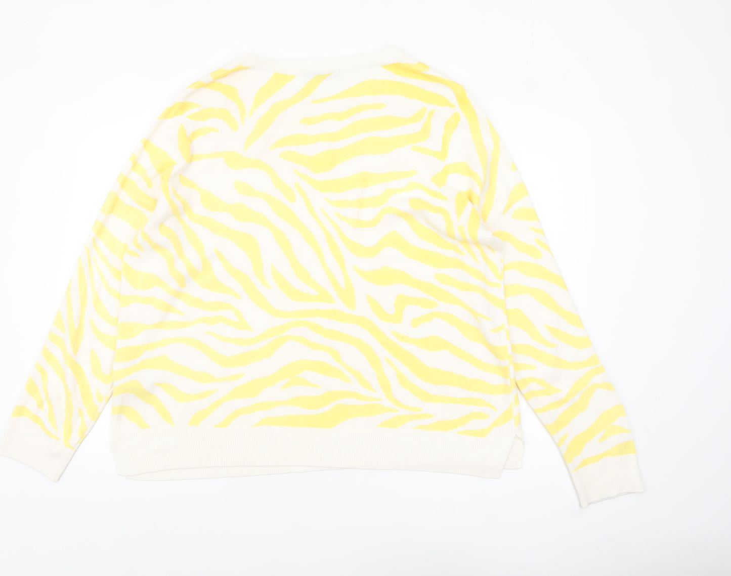Marks and Spencer Women Yellow Animal Print Acrylic Jumper Size 24