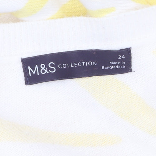 Marks and Spencer Women Yellow Animal Print Acrylic Jumper Size 24