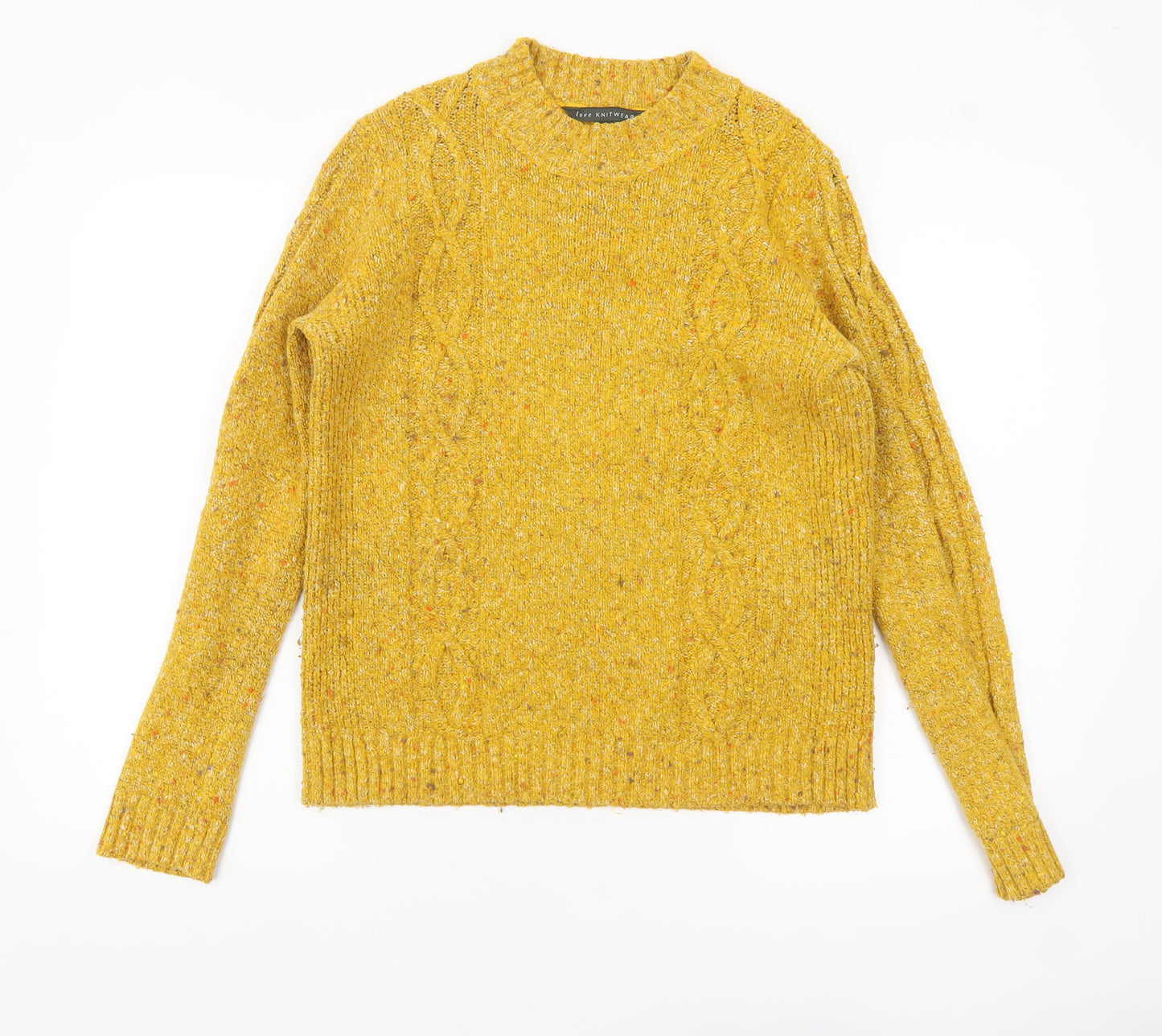 Bonmarché Women's Yellow Cable Knit Pullover Jumper Size 12