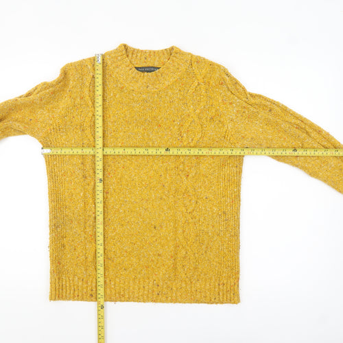 Bonmarché Women's Yellow Cable Knit Pullover Jumper Size 12