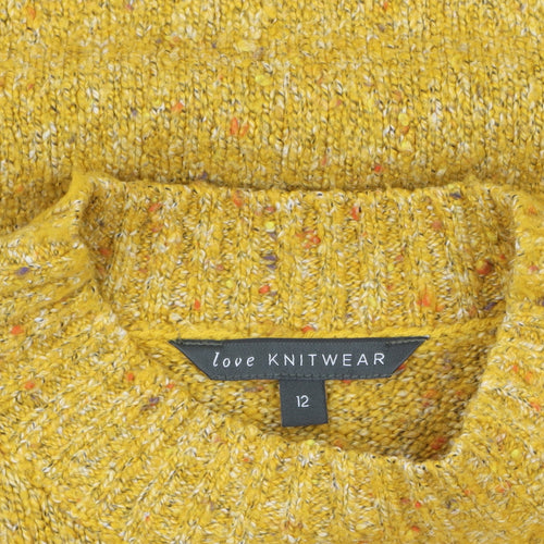 Bonmarché Women's Yellow Cable Knit Pullover Jumper Size 12