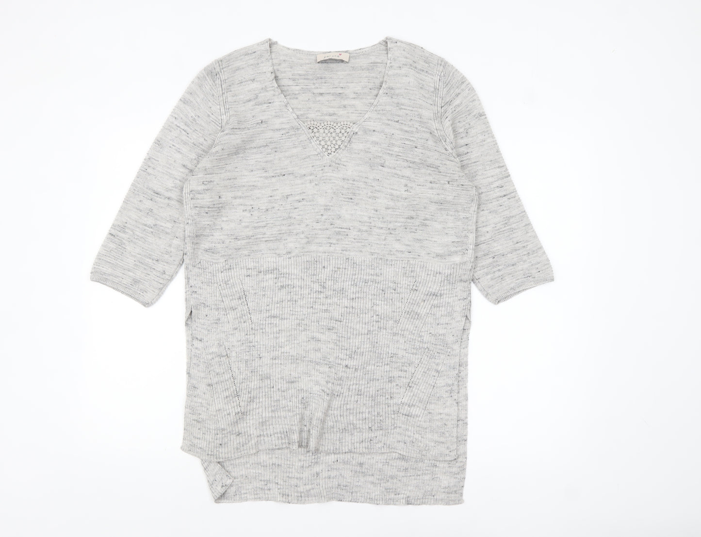 Marks and Spencer Women’s Grey Knit V-Neck Tunic Jumper Size 14