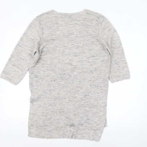 Marks and Spencer Women’s Grey Knit V-Neck Tunic Jumper Size 14