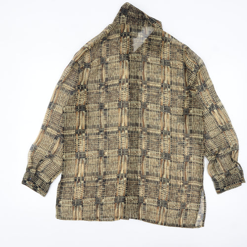 Notations Women's Beige Geometric Blouse M Lightweight Button-Up