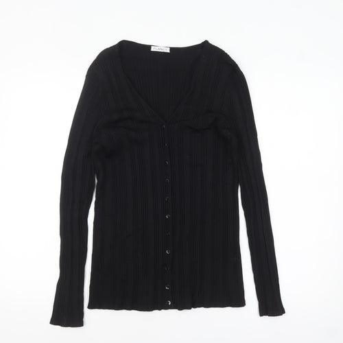 Planet Women's Black Viscose Knit Cardigan Size M Long Sleeve