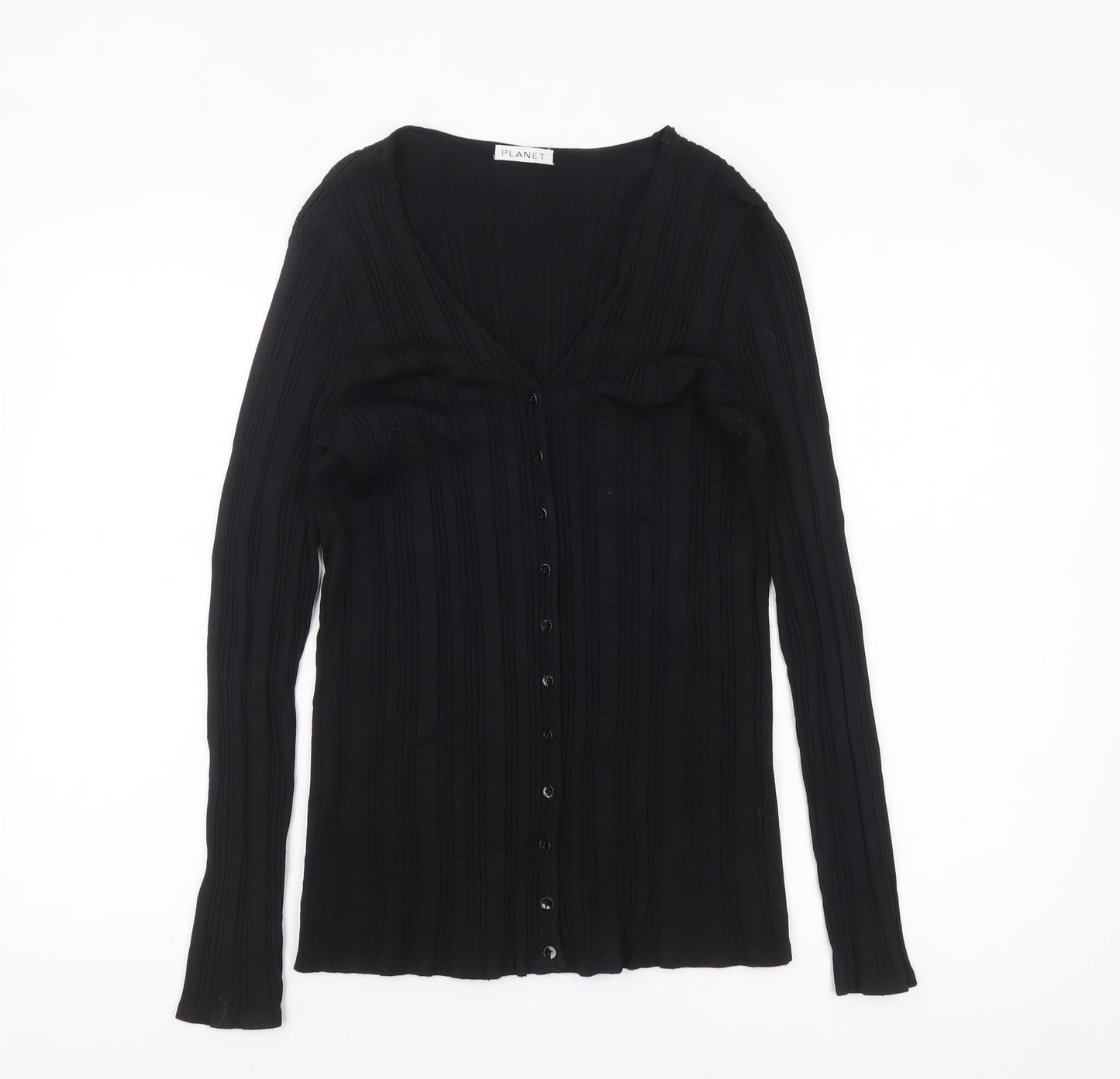 Planet Women's Black Viscose Knit Cardigan Size M Long Sleeve