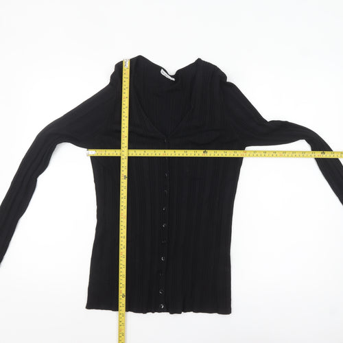 Planet Women's Black Viscose Knit Cardigan Size M Long Sleeve